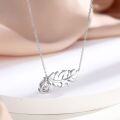 wholesale 925 Sterling Silver Waterdrop Zircon Leaf Tree Leaf Chanel Necklace European and American Style Ins Big Brand Same Pendant Forest Series Wholesale-0-3