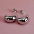 wholesale 925 Sterling Silver New High-end Curved Teardrop Bean Stud Earrings, Minimalist and Stylish Silver Needle French Earrings-0-3