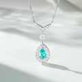 S925 Sterling Silver Women's V-Shaped Paraiba Drop Necklace, Minimalist and Versatile Cross-Border Hit-0-3