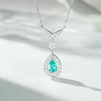 S925 Sterling Silver Women's V-Shaped Paraiba Drop Necklace, Minimalist and Versatile Cross-Border Hit-Necklace - XL 420  925 Silver