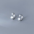 wholesale S925 silver Korean-style ear clips for women, fashionable and minimalist, elegant for commuting, with diamond-encrusted round hoop earrings M01319-0-3