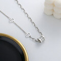 wholesale S925 Sterling Silver Asymmetrical Chain Necklace with Cylinder Letter C Charm, in Instagram Influencer Style-0-3