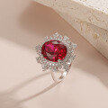 wholesale S925 Sterling Silver Classic Luxury 67ct Gemstone Ring with Large Cultured Ruby Center Stone, Skin-Brightening Effect-0-2