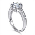 wholesale 925 Silver SKA925 Simulated Diamond Inlaid Women's Wedding Ring, Non-Fading Eight-Claw 1 Carat Row Diamond Engagement Ring, Available for Drop Shipping-0-4