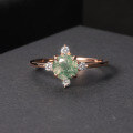 wholesale S925 Sterling Silver Gold-Plated Ins Style Fresh and Minimalist Gemstone Ring with Natural Moss Agate, High-End Feel-0-0