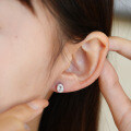 S925 Silver Four-Prong Oval Moissanite Wedding Earrings for Women-0-2