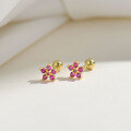 wholesale S925 Silver Korean Japanese Ins Style Flower Colored Zirconium Screw Ear Cartilage Studs Wholesale-0-4