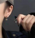 wholesale 925 Silver Tide Xiao Bai B Black Striped Circle Earrings Women Korean Trend Letter Hoop Drop Earrings-0-2