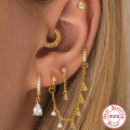 wholesale S925 Sterling Silver Cartilage Chain Piercing Earring with Ear Threader Ear Drop, Hot-selling European and American Women's Accessories-0-2
