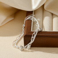 wholesale Metal Double Layer Lily of the Valley Bracelet for Women, TikTok Viral Niche Design Bangle New Arrival Handmade Jewelry-xb1460--Three Flower Bracelet