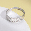 wholesale S925 Sterling Silver Cupid's Feather Ring for Women, Small Batch Design with a High-End Sense of Fashion, Light Luxury Adjustable Plain Silver Band-0-1