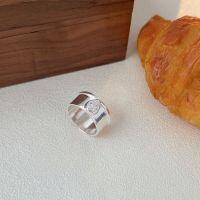 wholesale S925 Sterling Silver Stone-Inlaid Heart Ring for Women, Small and Fashionable, Unique Adjustable Opening Trendy with a Sense of High-End-Pure silver-teardrop shape