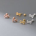 wholesale S925 Sterling Silver Rose Gold Plated Hollow Bow Screw Back Stud Earrings for Women M05428-0-0