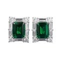 wholesale S925 Sterling Silver New Rectangular 2-Carat Simulated Emerald 7*9 Ultra-Sparkling High-Carbon Diamond Stud Earrings for Women-0-4