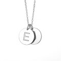 wholesale Silver jewelry, pure silver round plaque engraved with uppercase letters, fashionable and trendy couple necklace for Valentine's Day gift-0-2
