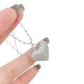 wholesale 925 Sterling Silver Women's Necklace Matte Granular Textured 3D Heart Ins Minimalist Style Luxury High-End Choker Chain Wholesale-0-4