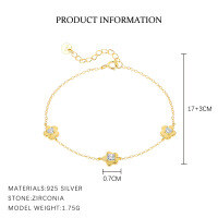 wholesale S925 Sterling Silver Geometric Star Accented With Crystals Women's Bracelet, French-inspired Minimalist Design-L908-Gold 925 Silver