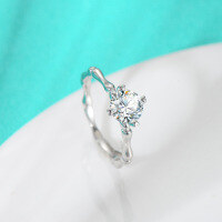 wholesale S925 Sterling Silver Moissanite Ring 1 Carat Bamboo Joint Minimalist and Fashionable High-end Fine Band Women's Wholesale-50-point high carbon diamond model Adjustable opening
