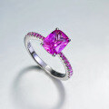 wholesale S925 Silver MoJing Jewelry New 6*8mm Pink Crystal Ring Women's Ins Style Daily Minimalist Versatile-0-2