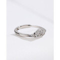 wholesale 925 Sterling Silver Small Crown Ring for Women, Open Adjustable Minimalist Design, New Fashion Index Finger Ring, Light Luxury High-End Style Band-0-1