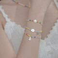 wholesale S925 silver colorful bracelet Korean version small fresh sweet girlish heart colored bead cloud pattern jewelry S4841-0-3
