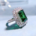 wholesale S925 silver ring with 10*14mm rectangular flat-top high-carbon green zirconia for cross-border dropshipping-0-2