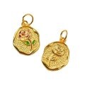 wholesale [] S925 Sterling Silver Gold Plated Enamel Rose Pendant for Beading Necklace DIY Accessories-0-4