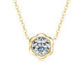S925 Silver D Color Moissanite Classic Halo Pendant Necklace-0-38