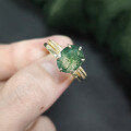 wholesale S925 sterling silver cross-border natural moss agate ring stackable gemstone minimalist set ring in Europe and America, non-fading-0-4