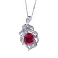 wholesale Metal: 925 Sterling Silver Zhuozhifan New Oval 10*12 Pigeon Blood Red Zircon Pendant Simple and Fashionable Necklace-0-4