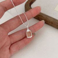 wholesale 925 Sterling Silver Xiaomi Pearl Square Buckle Necklace Women Korean Ins Trendy Internet Celebrity Style Luxury Versatile Niche Collarbone Chain-Sterling silver