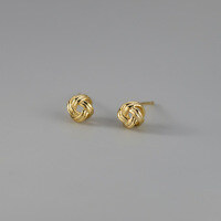 wholesale S925 Sterling Silver Hollow-Out Small Ball Earrings Women Korean Style Elegant Cute Twisted Rope Knot Earrings G7191-S925 silver pair gold model 925 silver