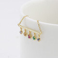 wholesale S925 silver gold-plated Japanese niche design retro-style colorful collarbone necklace for autumn new arrivals-0-3