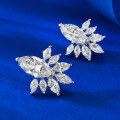 wholesale S925 Sterling Silver New Marquise Stud Earrings Fashion Commuter Style Inlaid Earrings Women's Earwear European and American Cross-Border Model-0-2