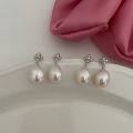 wholesale S925 Sterling Silver Natural Freshwater Pearl Earrings, French Vintage Style Versatile Small Floral Pearl Stud Earrings-0-0