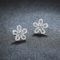 S925 Sterling Silver Sunflower Stud Earrings with Moissanite-0-0