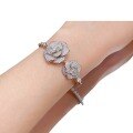 wholesale S925 Sterling Silver Fully Paved Diamond Camellia Rose Flower Bracelet for Women with Fashionable Design Live Streaming-0-4