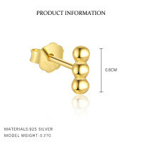 wholesale S925 Sterling Silver Minimalist Geometric Rose Earring Set for Women-E4847-Three balls/one pair 6mm 925 silver