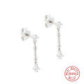 wholesale S925 Sterling Silver Rhinestone Pearl Fringe Earrings, Minimalist Korean Style INS Ear Wires-0-6