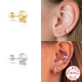 wholesale S925 Sterling Silver Single Skull Diamond Piercing Threaded Ear Stud, Fashionable and Creative INS Ear Cuff-0-3