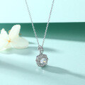 wholesale S925 Sterling Silver Gemstone Colored Zircon Pendant Flower Aquamarine Collarbone Chain Star Necklace Women High-end Wholesale-0-3