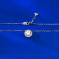 wholesale S925 silver jewelry new style, classic 7mm round diamond halo necklace elegant and versatile pendant live cross-border-0-3