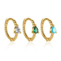 wholesale 925 Sterling Silver Micro-Inlaid Turquoise Emerald Zircon Teardrop Hoop Ear Clasp Fashion Geometric Minimalist Earrings-Platinum-Blue Turquoise 925 Silver