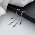 wholesale S925 Sterling Silver Long Tassel Letter Earrings Korean Style Elegant Lady Versatile Minimalist Earrings for Women-0-0