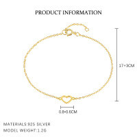 wholesale S925 Sterling Silver Hollow-out Heart Minimalist Earrings For Women,。-L896-Gold 925 Silver