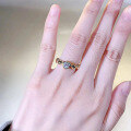 wholesale S925 silver gold-plated heart-shaped stack ring, trendy jewelry romantic series ring for women-0-3