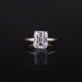 wholesale 9/10/14/18K Gold Old Money Style 4-Carat Moissanite Asscher Cut with Certificate Ring, High-End Feel-0-0