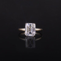 wholesale 9/10/14/18K Gold Old Money Style 4-Carat Moissanite Asscher Cut with Certificate Ring, High-End Feel-9k Gold Moissanite Ring  US Size 7