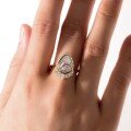 wholesale S925 Sterling Silver Vintage Floral Halo Teardrop Ring for Women with Moissanite Center Stone, Banquet-Style Elegance, Bestseller-0-3