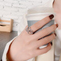 wholesale S925 Sterling Silver Creative Exaggerated Interwoven Cross Lines Ring, Hip-Hop Trend Punk Index Finger Ring-0-3